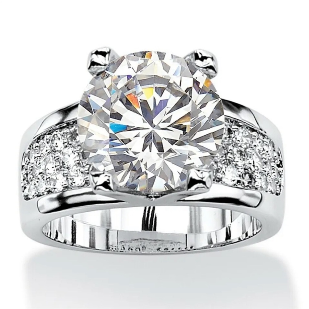New 925 Silver Round Women Wedding Jewelry Pretty Diamond Ring